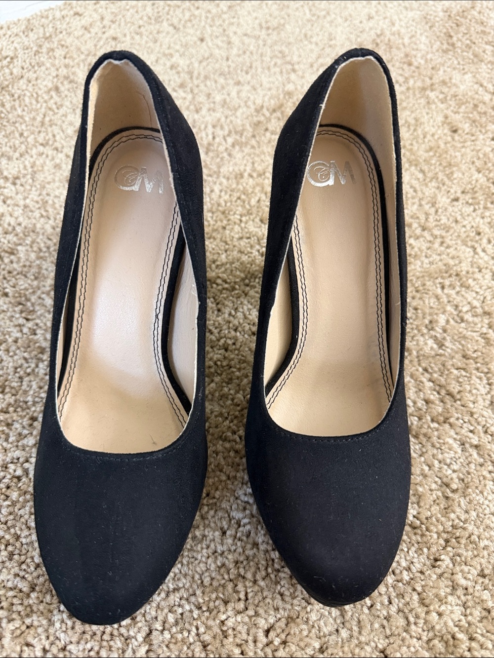 CCM Black Suede Round-Toe Heels